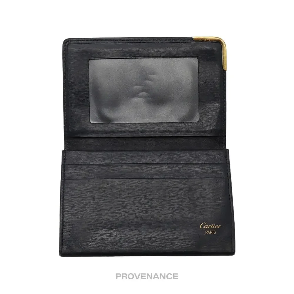 🔴 Cartier Saphir Cardholder Wallet - Navy Blue Leather